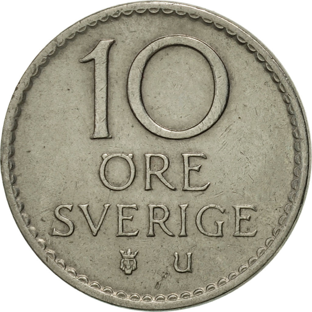 Sweden, Gustaf VI, 10 Öre, 1963, AU(55-58), Copper-nickel, KM:835