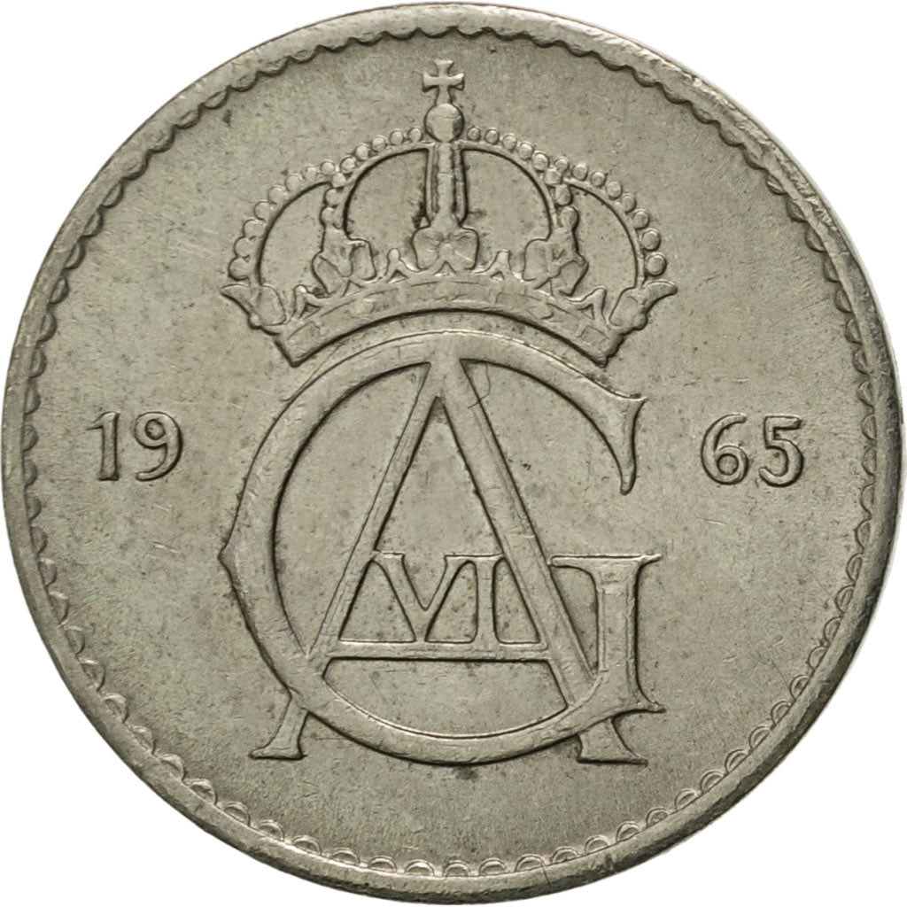 Coin, Sweden, Gustaf VI, 10 Öre, 1965, AU(55-58), Copper-nickel, KM:835