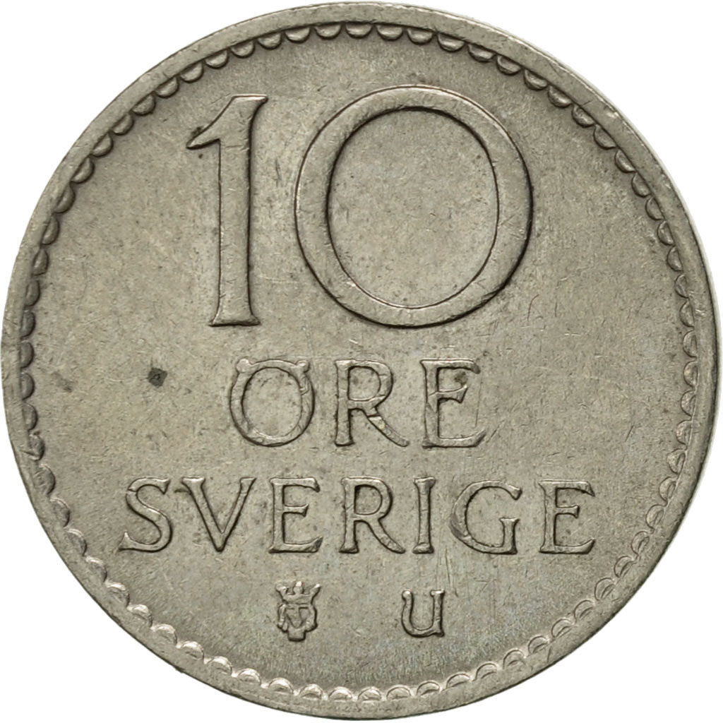 Coin, Sweden, Gustaf VI, 10 Öre, 1965, AU(55-58), Copper-nickel, KM:835