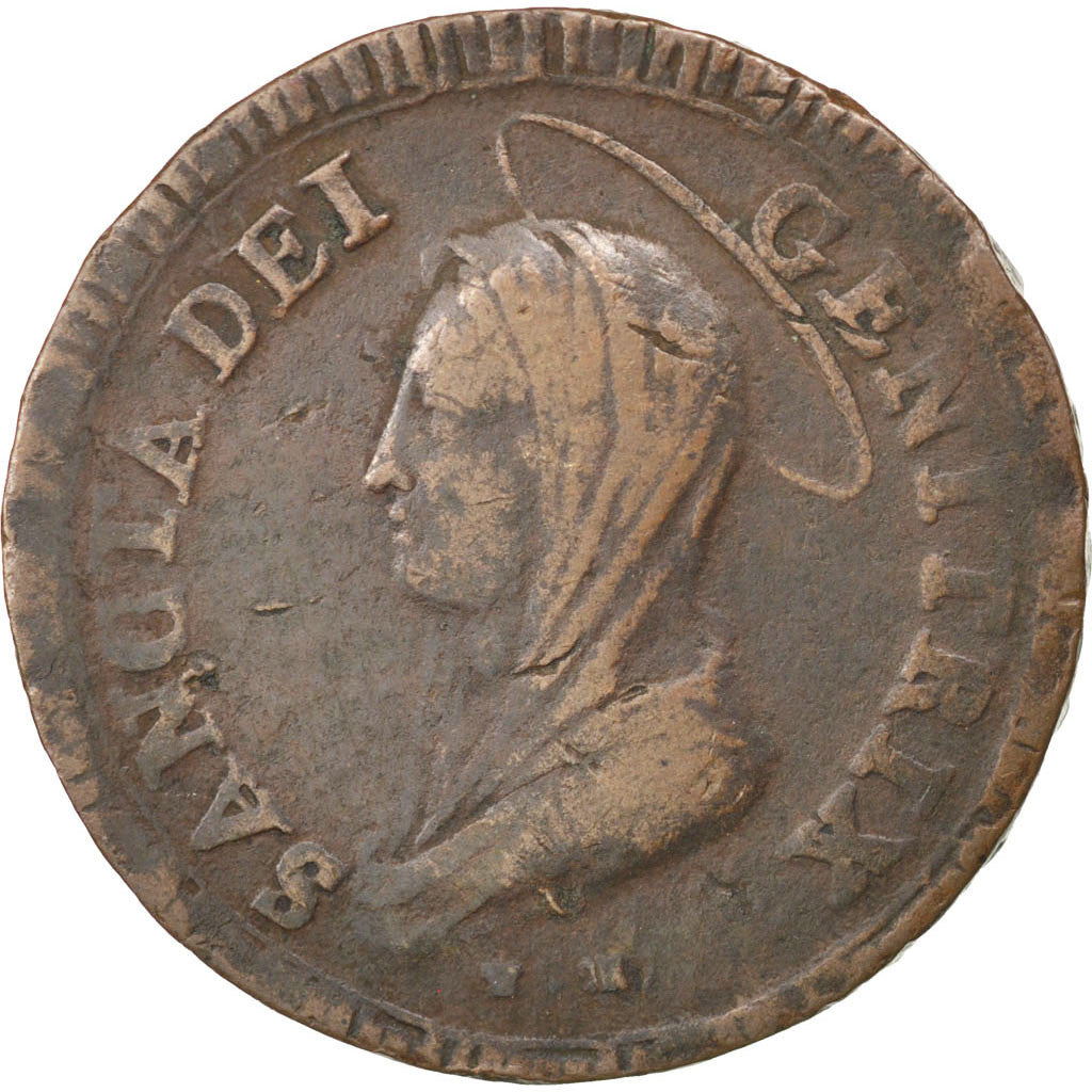 Moneda, Estados italianos, PAPAL STATES-FANO, 5 Baiocchi, 1797, BC+, Cobre, KM:2