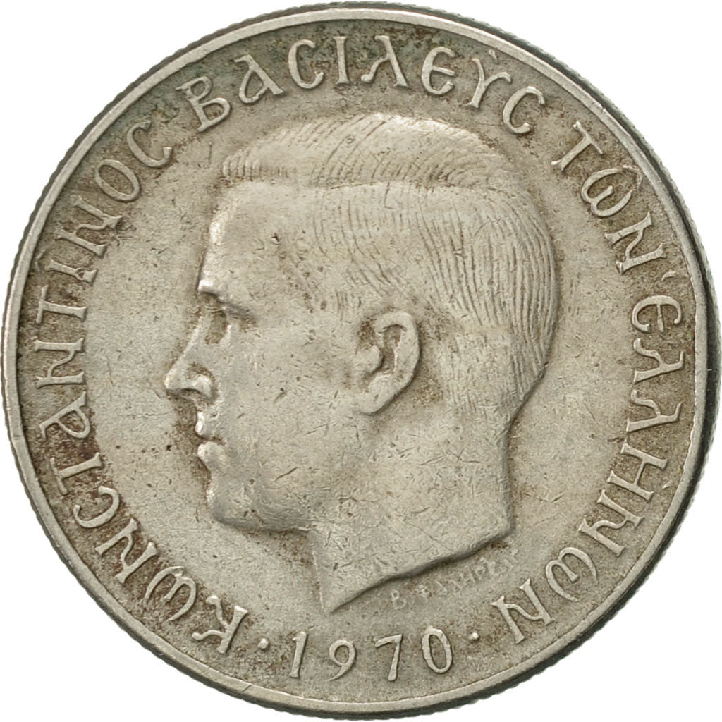 Coin, Greece, Constantine II, Drachma, 1970, EF(40-45), Copper-nickel, KM:89