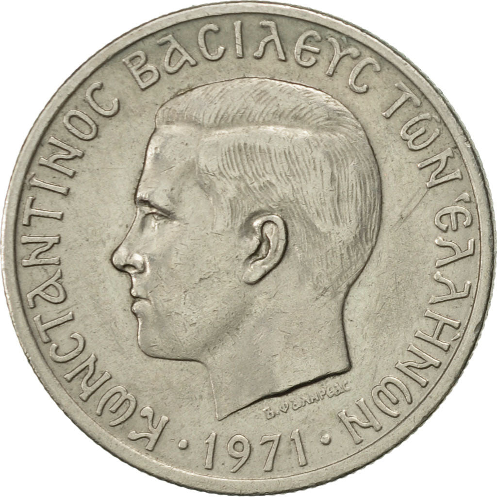 Coin, Greece, Constantine II, Drachma, 1971, AU(50-53), Copper-nickel, KM:98