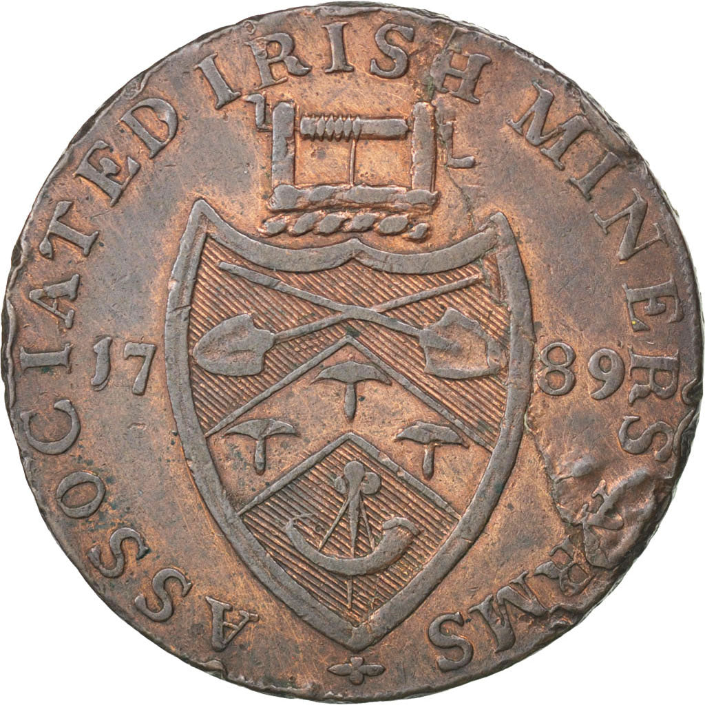 Ireland, 1/2 Penny Token, 1789, EF(40-45), Copper, 10.93