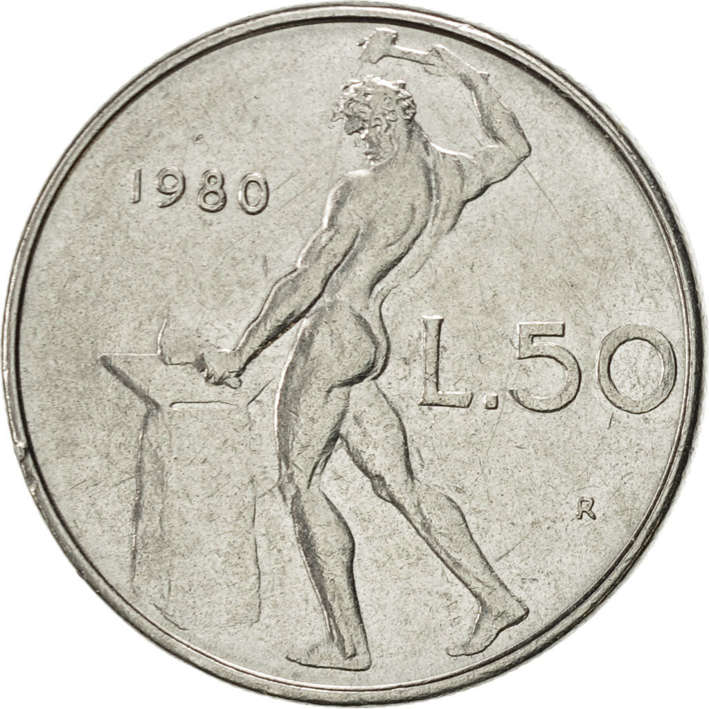 Moneda, Italia, 50 Lire, 1980, Rome, EBC, Acero inoxidable, KM:95.1