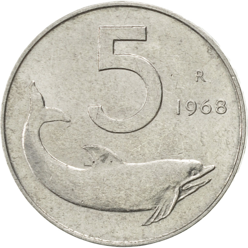 Monnaie, Italie, 5 Lire, 1968, Rome, TTB+, Aluminium, KM:92