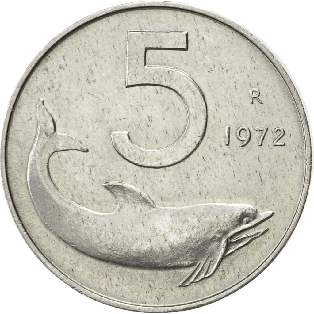 Monnaie, Italie, 5 Lire, 1972, Rome, TTB+, Aluminium, KM:92