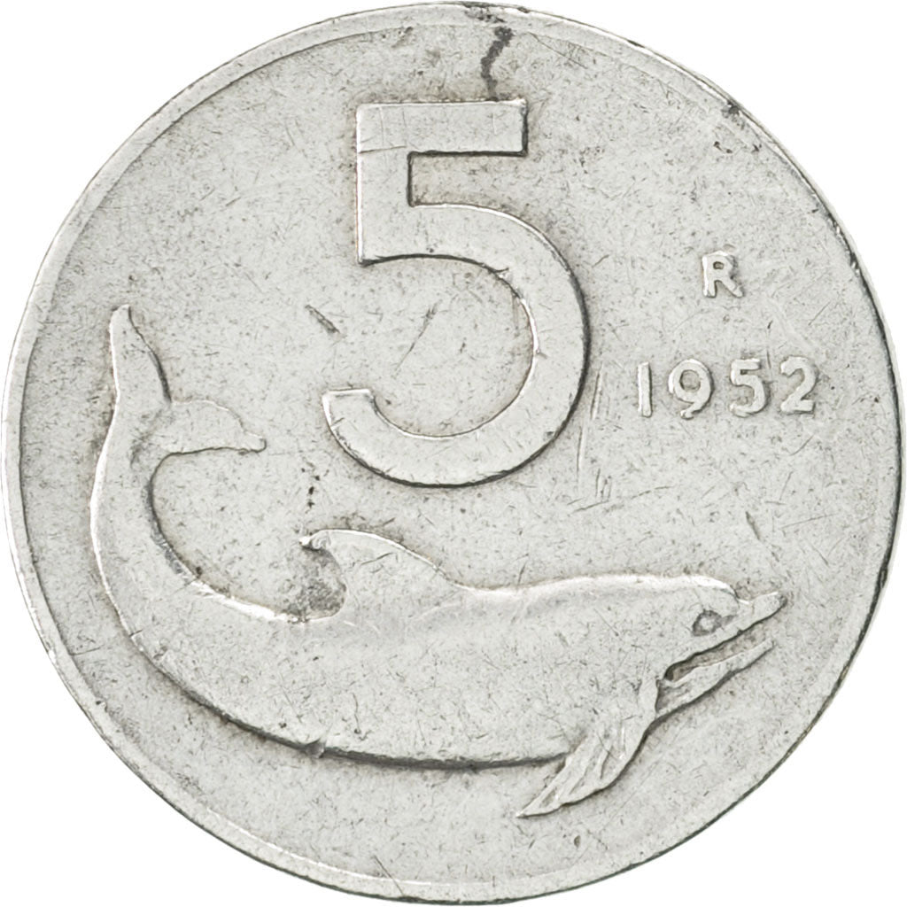 Moneta, Italia, 5 Lire, 1952, Rome, BB+, Alluminio, KM:92