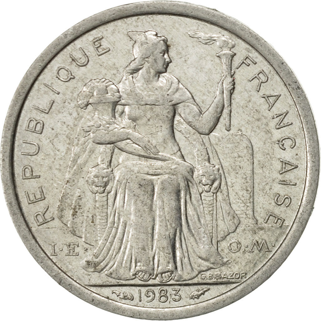 Coin, New Caledonia, Franc, 1983, Paris, AU(55-58), Aluminum, KM:10