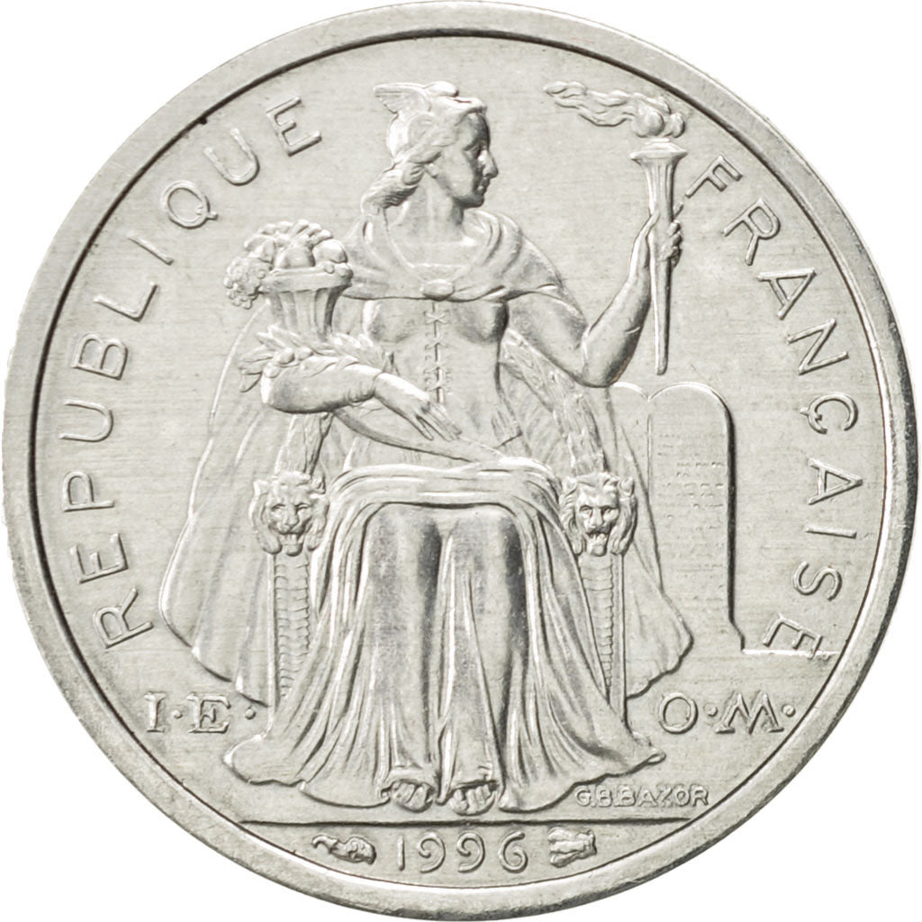 Coin, New Caledonia, Franc, 1996, Paris, AU(55-58), Aluminum, KM:10