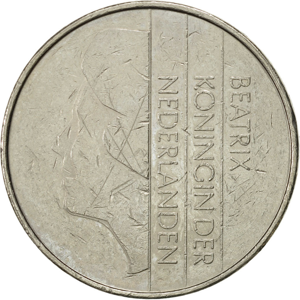 Moneda, Países Bajos, Beatrix, 2-1/2 Gulden, 1986, MBC+, Níquel, KM:206