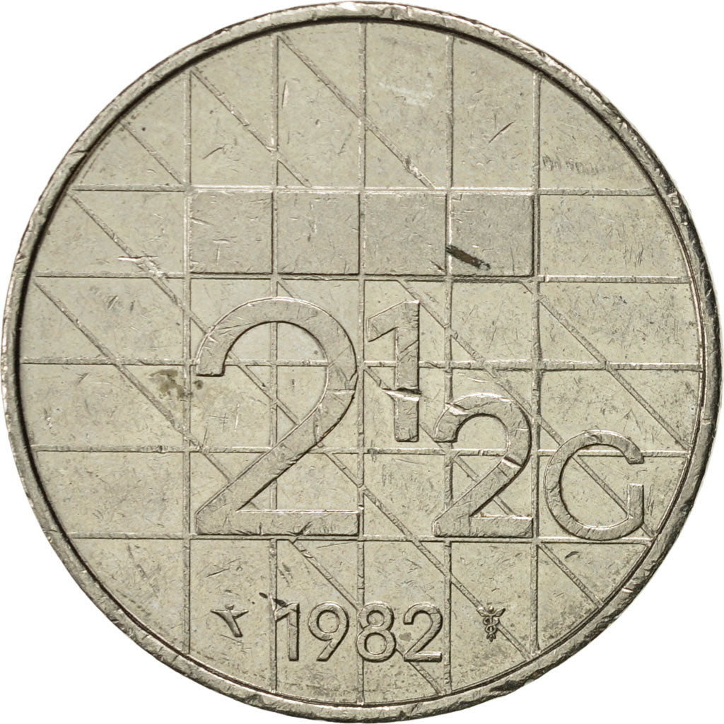 Coin, Netherlands, Beatrix, 2-1/2 Gulden, 1982, AU(50-53), Nickel, KM:206
