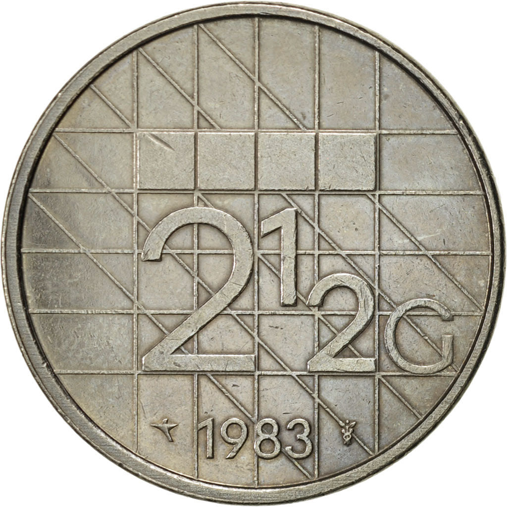 Coin, Netherlands, Beatrix, 2-1/2 Gulden, 1983, AU(50-53), Nickel, KM:206