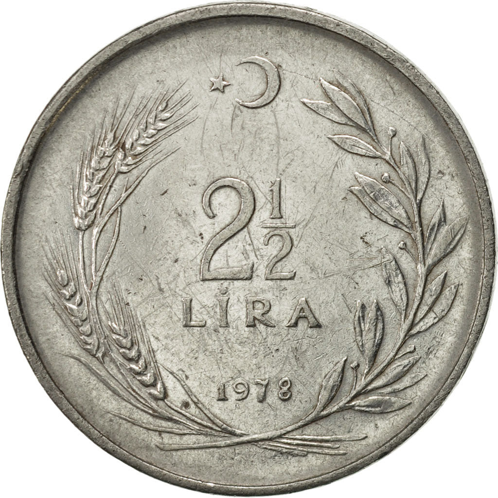 Coin, Turkey, 2-1/2 Lira, 1978, AU(50-53), Stainless Steel, KM:893.2