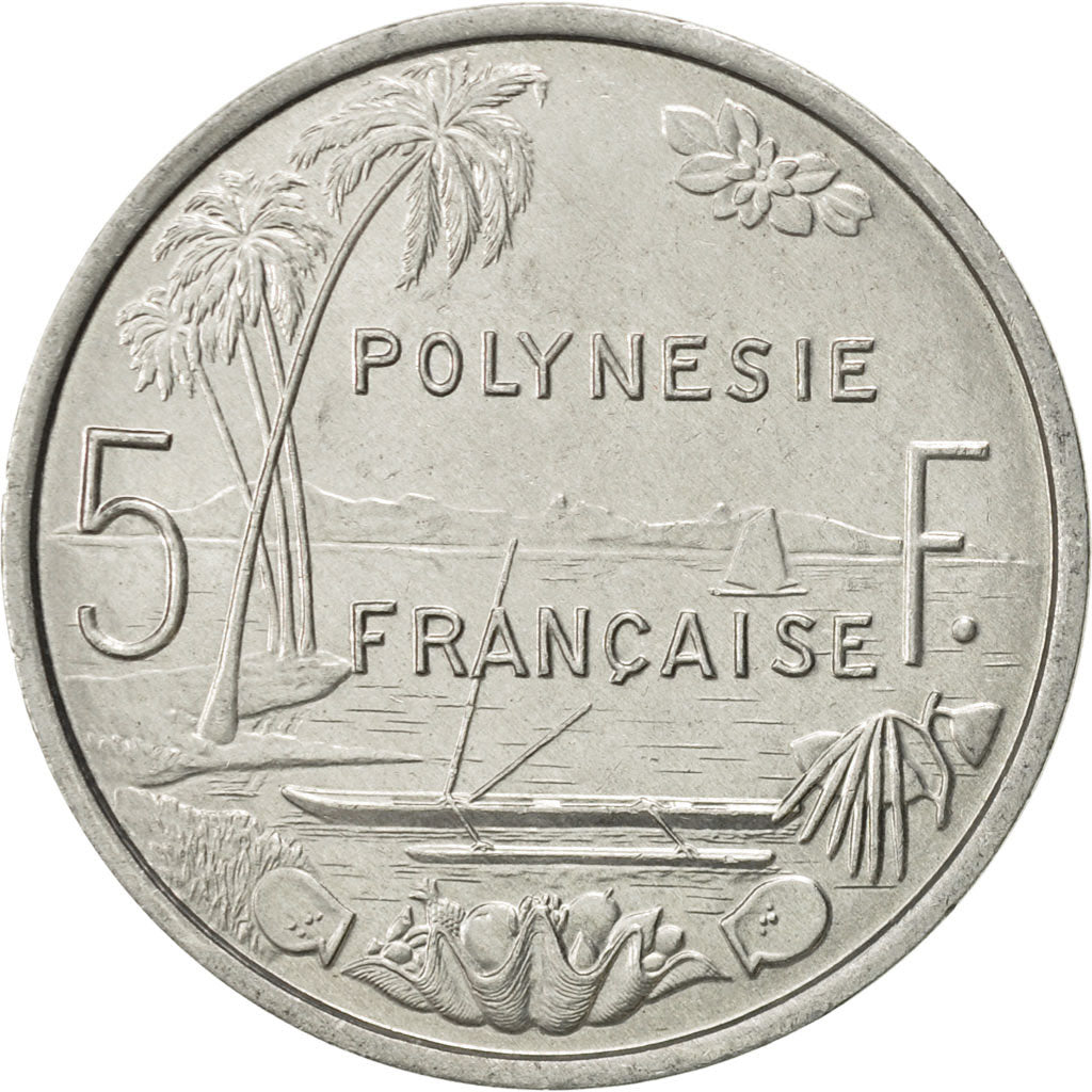 French Polynesia, 5 Francs, 1992, Paris, MS(60-62), Aluminum, KM:12