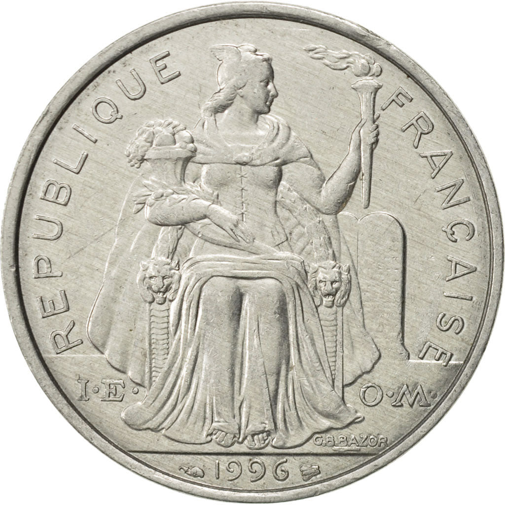 Coin, French Polynesia, 5 Francs, 1996, Paris, MS(60-62), Aluminum, KM:12