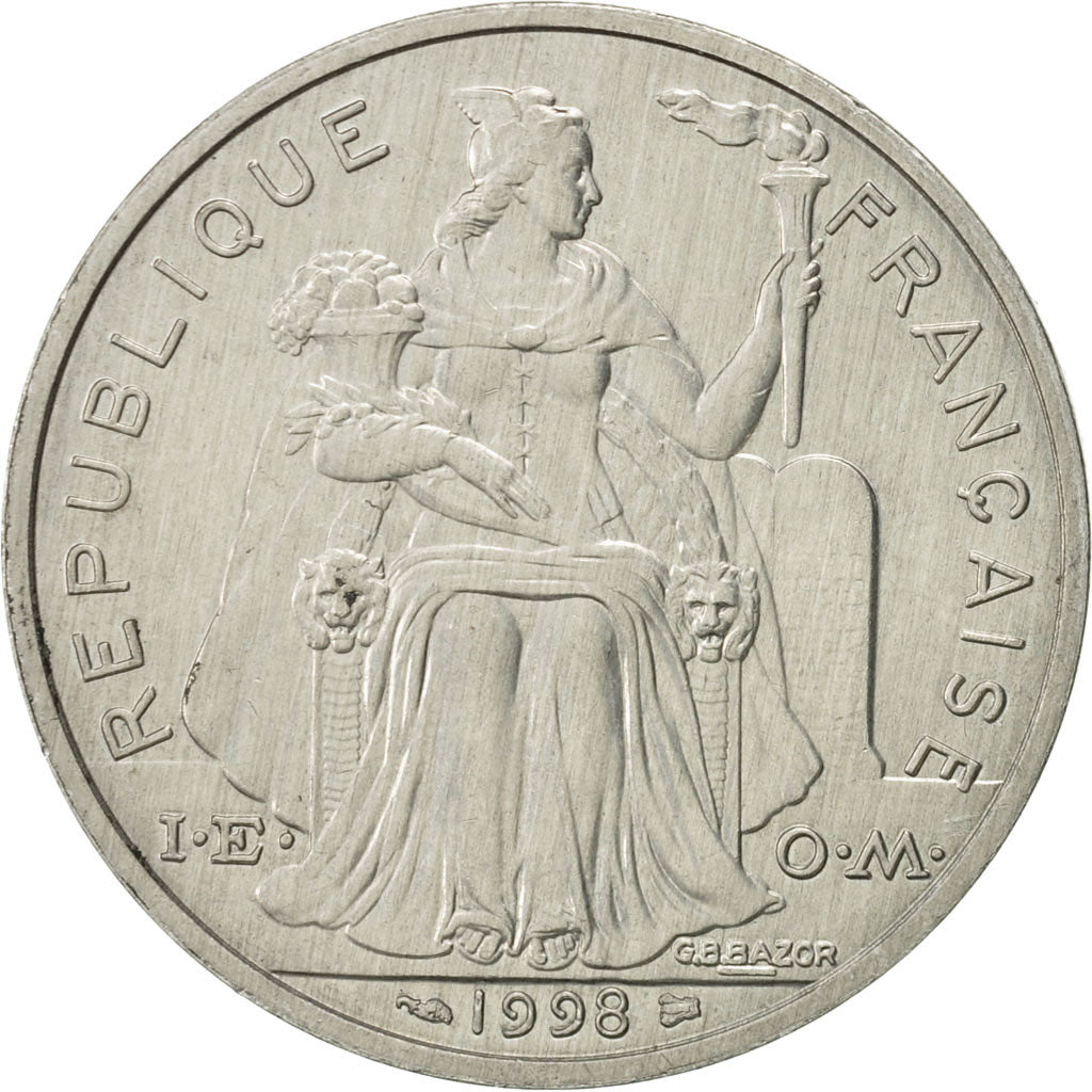 Coin, French Polynesia, 5 Francs, 1998, Paris, MS(60-62), Aluminum, KM:12