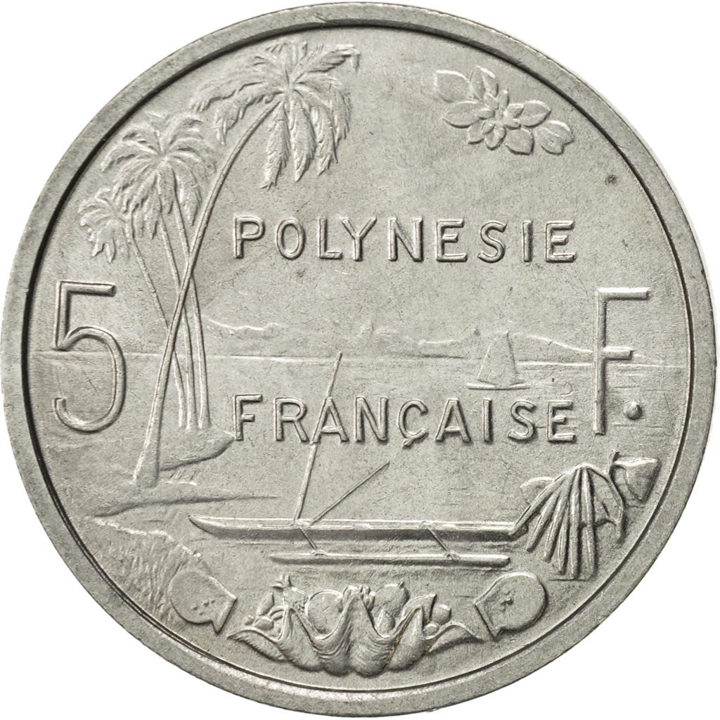 Coin, French Polynesia, 5 Francs, 1965, Paris, MS(60-62), Aluminum, KM:4
