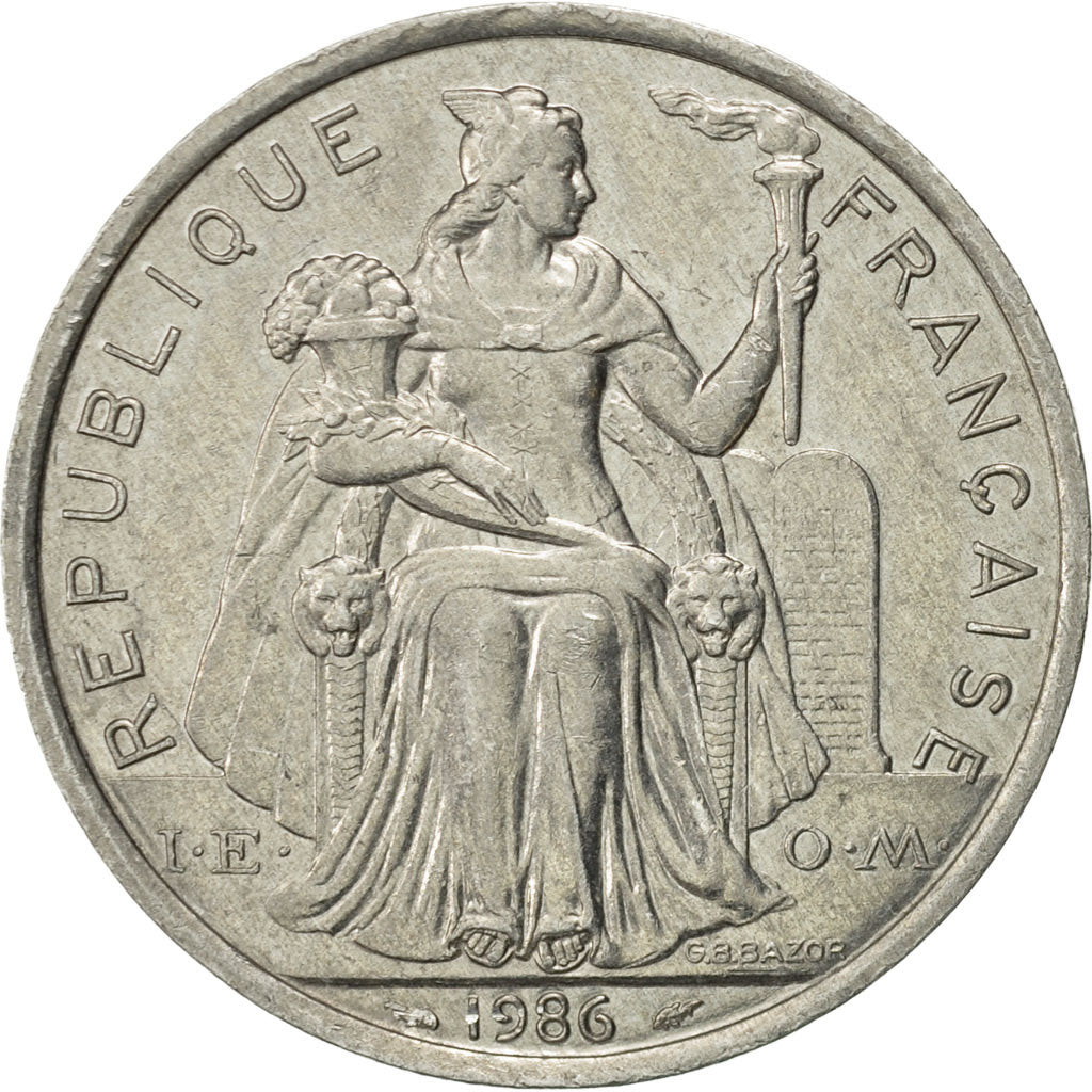 Coin, French Polynesia, 5 Francs, 1986, Paris, MS(60-62), Aluminum, KM:12