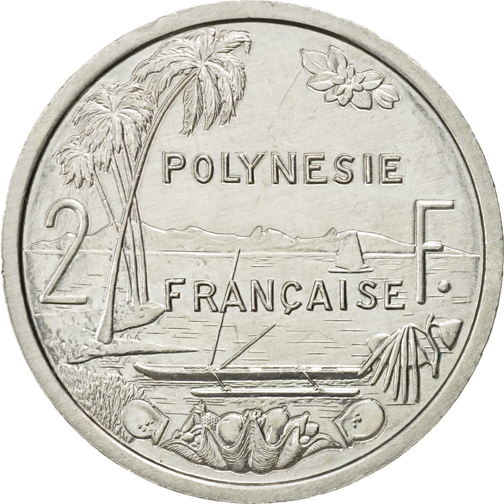 French Polynesia, 2 Francs, 1988, Paris, MS(60-62), Aluminum, KM:10