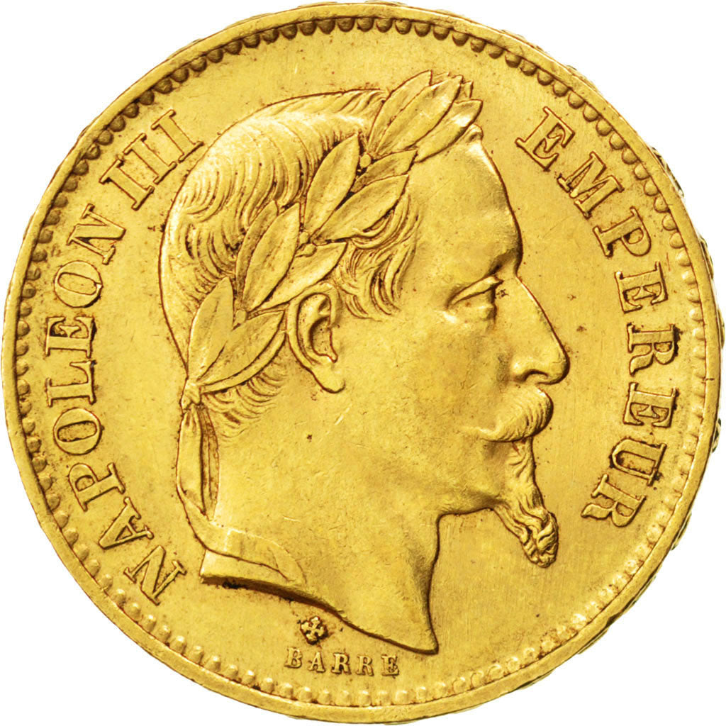 Second Empire, 20 Francs or Napoléon III tête laurée 1868 BB, KM 801.2