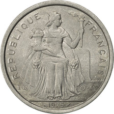 Coin, French Polynesia, 2 Francs, 1975, Paris, AU(50-53), Aluminum, KM:10