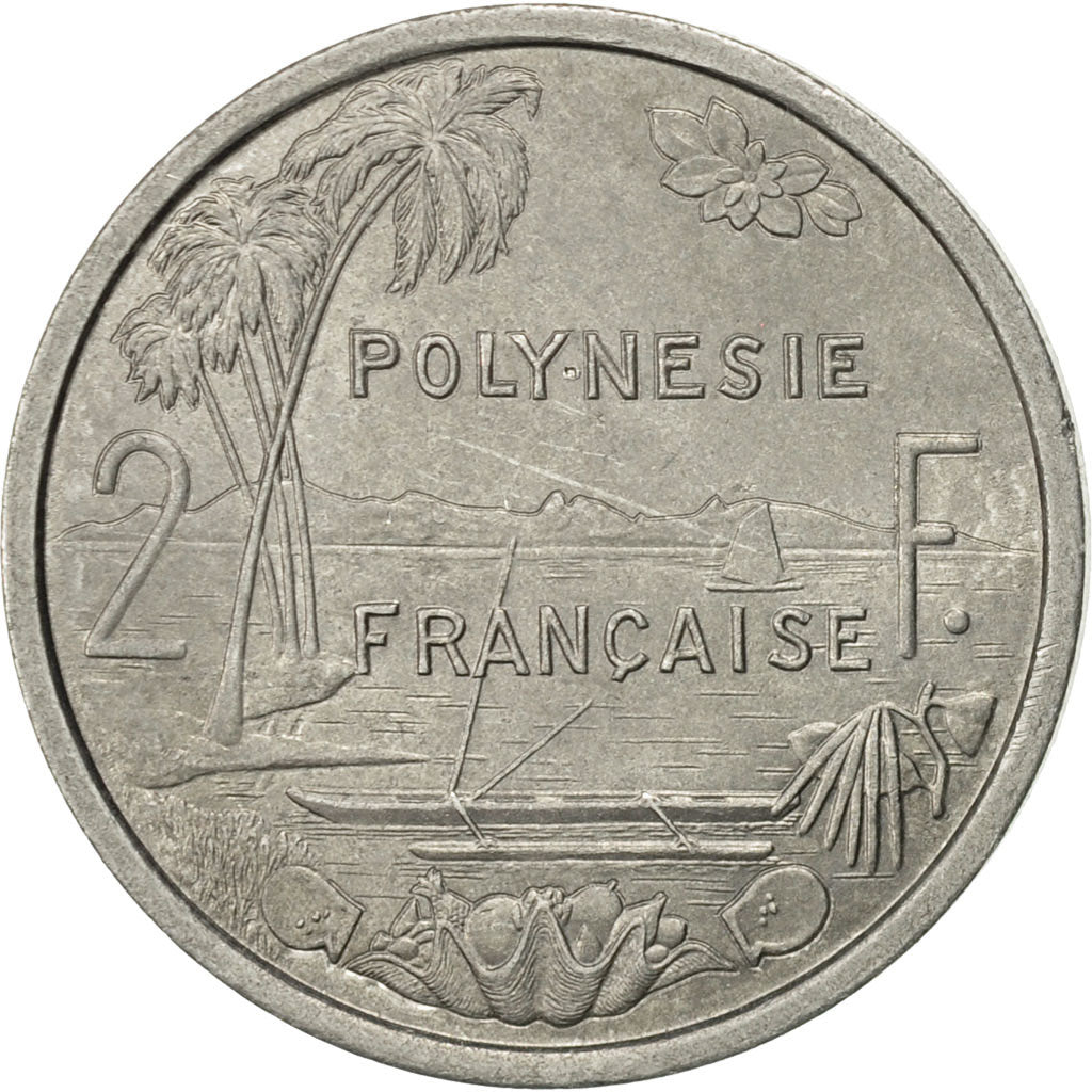 Coin, French Polynesia, 2 Francs, 1975, Paris, AU(50-53), Aluminum, KM:10