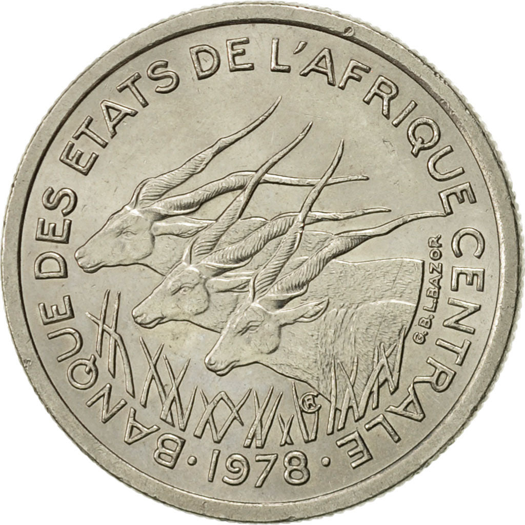 Central African States, 50 Francs, 1978, Paris, AU(55-58), Nickel, KM:11