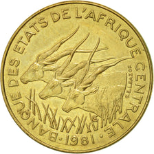 Coin, Central African States, 5 Francs, 1981, Paris, AU(55-58), Aluminum-Bronze