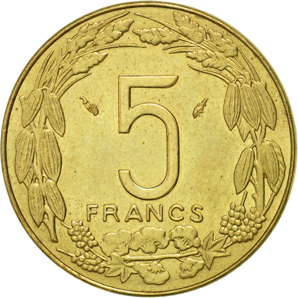 Coin, Central African States, 5 Francs, 1981, Paris, AU(55-58), Aluminum-Bronze