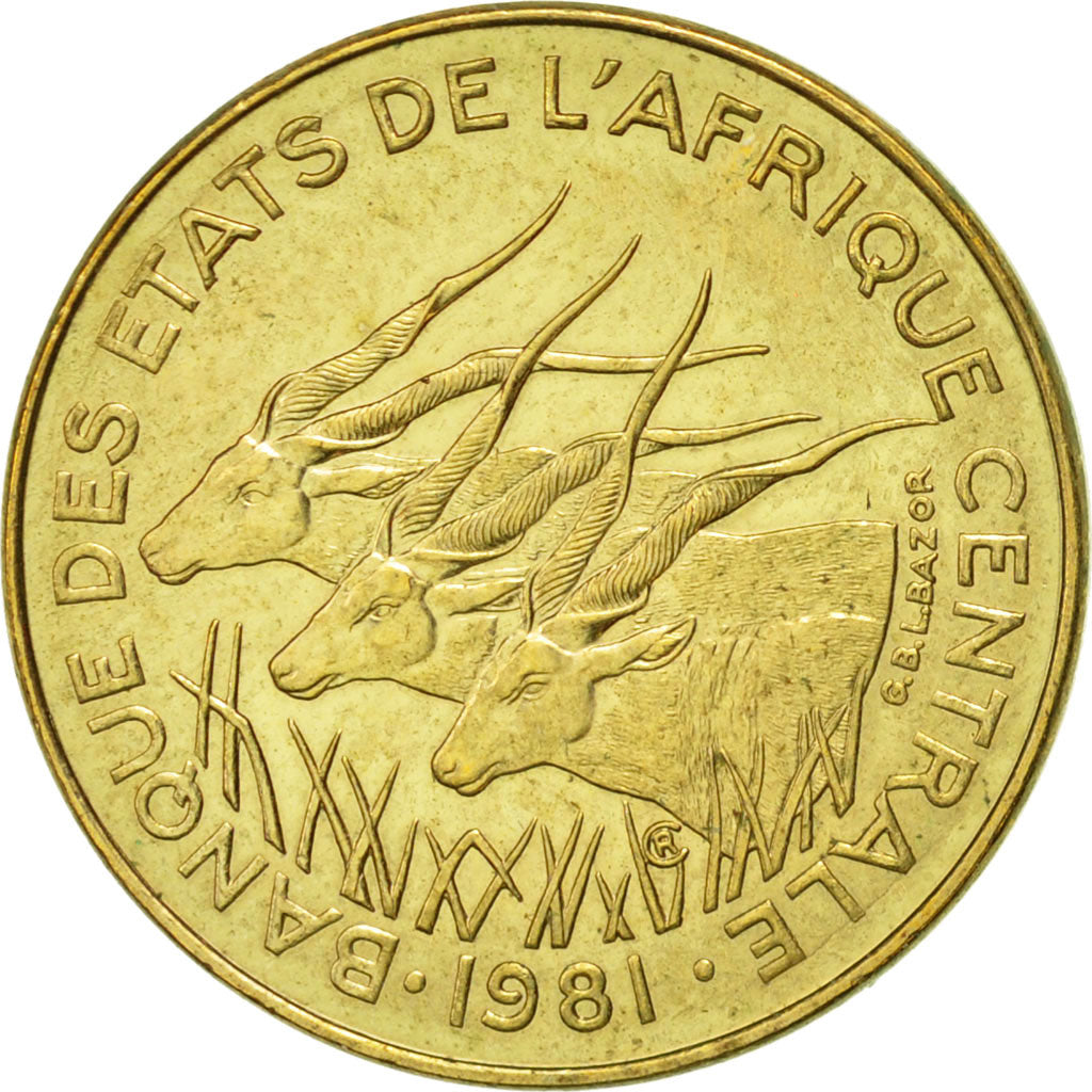 Central African States, 5 Francs, 1981, Paris, AU(55-58), Aluminum-Bronze, KM:7