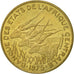 Moneda, Estados del África central, 5 Francs, 1975, Paris, MBC+, Aluminio -