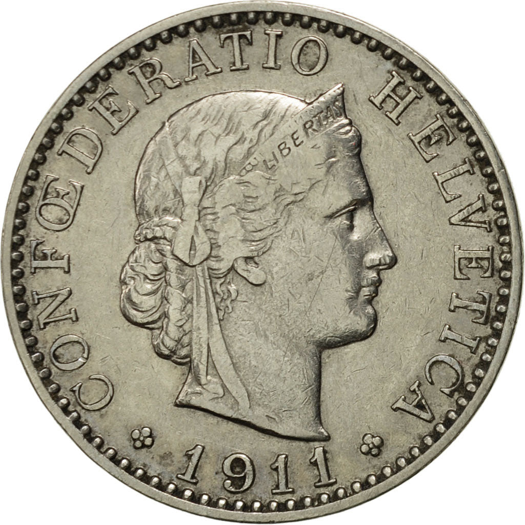 Münze, Schweiz, 20 Rappen, 1911, Bern, SS+, Nickel, KM:29