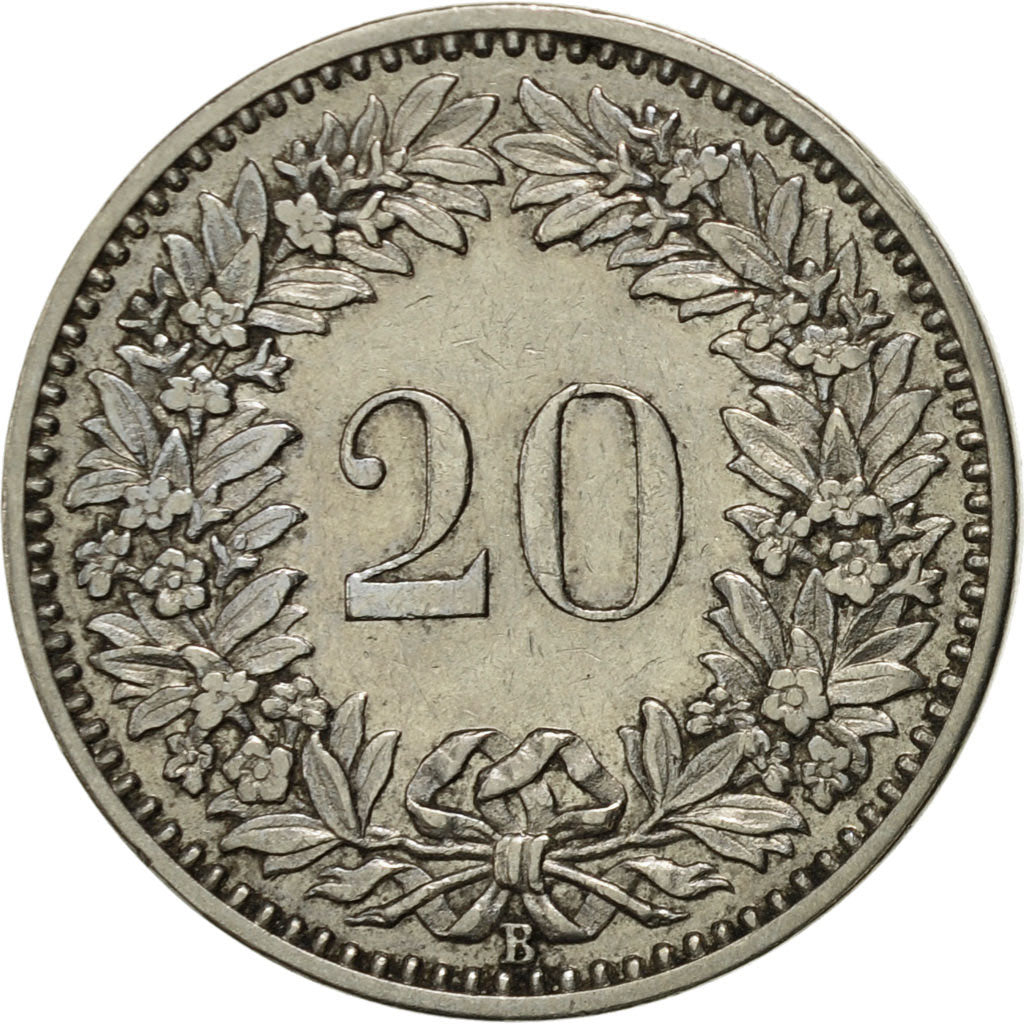 Münze, Schweiz, 20 Rappen, 1911, Bern, SS+, Nickel, KM:29
