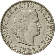 Switzerland, 20 Rappen, 1954, Bern, AU(55-58), Copper-nickel, KM:29a