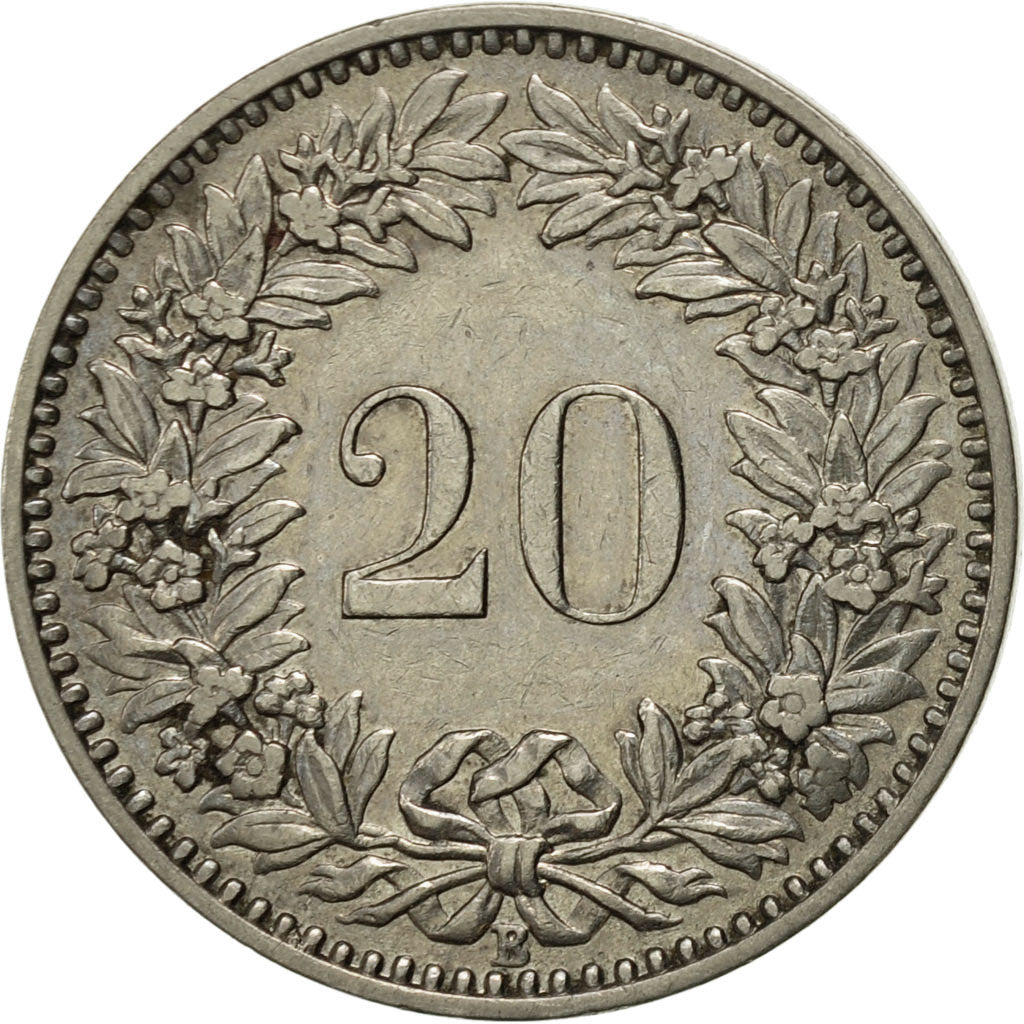 Coin, Switzerland, 20 Rappen, 1921, Bern, AU(55-58), Nickel, KM:29