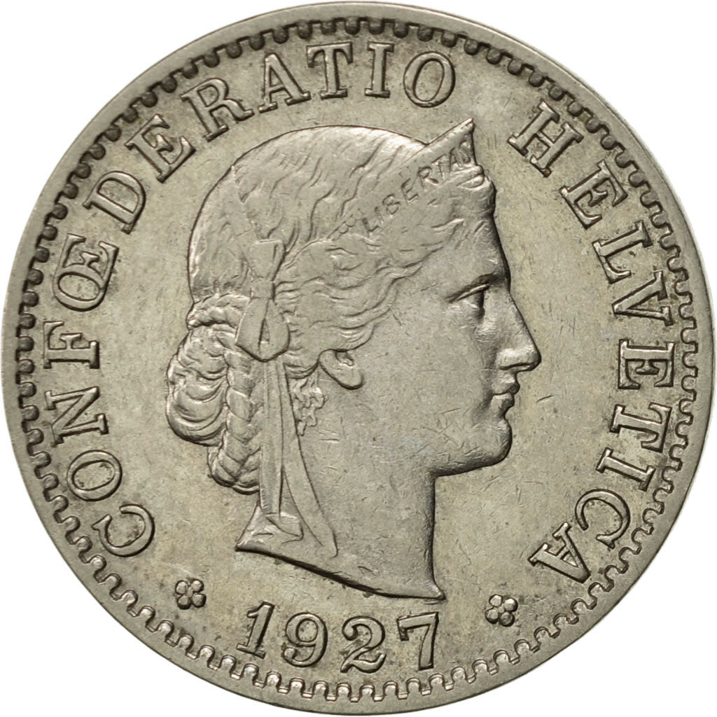 Monnaie, Suisse, 20 Rappen, 1927, Bern, SUP, Nickel, KM:29