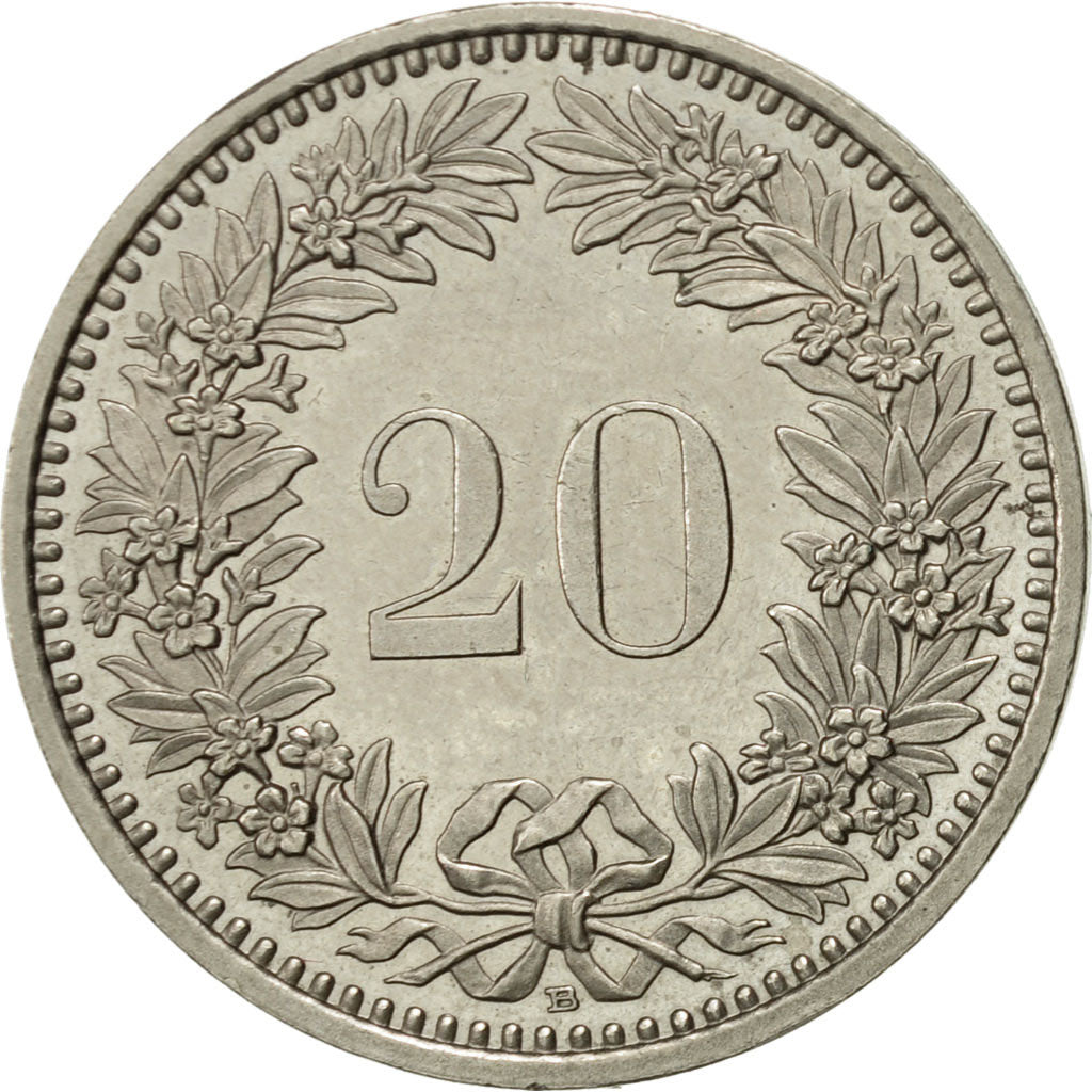 Coin, Switzerland, 20 Rappen, 1992, Bern, AU(55-58), Copper-nickel, KM:29a