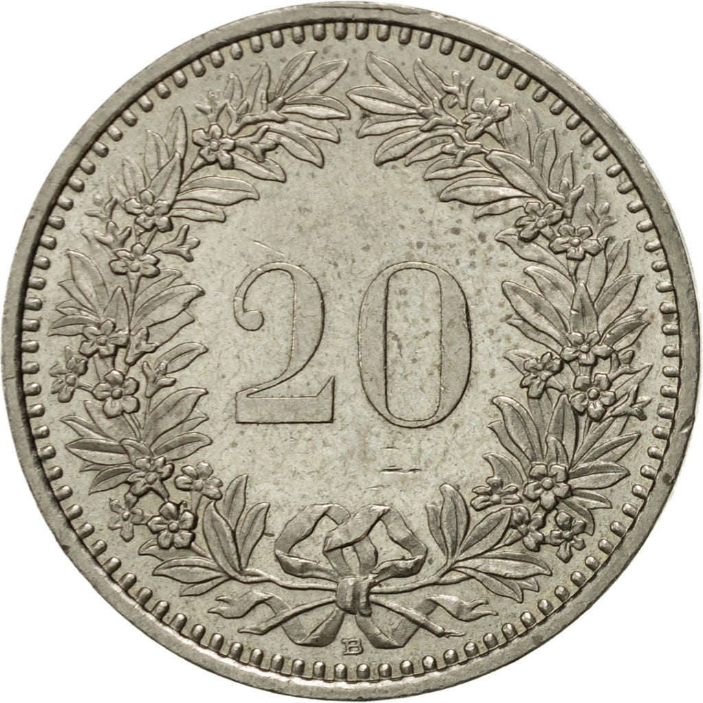 Coin, Switzerland, 20 Rappen, 1987, Bern, AU(55-58), Copper-nickel, KM:29a