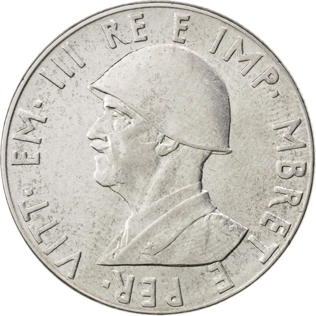 Albania, Vittorio Emanuele III, 2 Lek, 1939, Rome, SPL-, Acciaio inossidabile...
