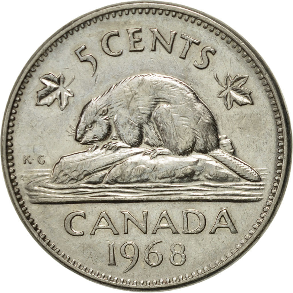 Coin, Canada, Elizabeth II, 5 Cents, 1968, Royal Canadian Mint, Ottawa