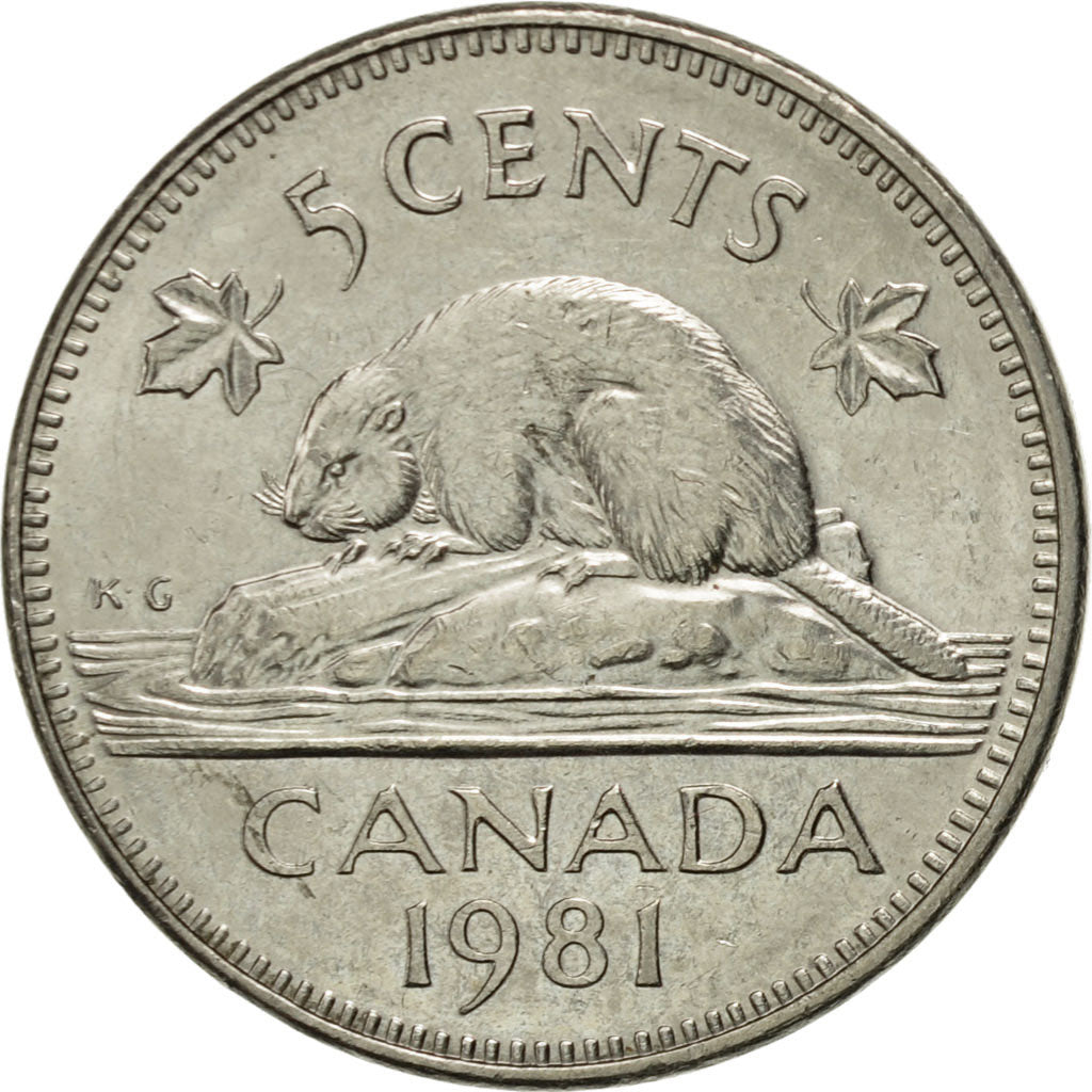 Coin, Canada, Elizabeth II, 5 Cents, 1981, Royal Canadian Mint, Ottawa
