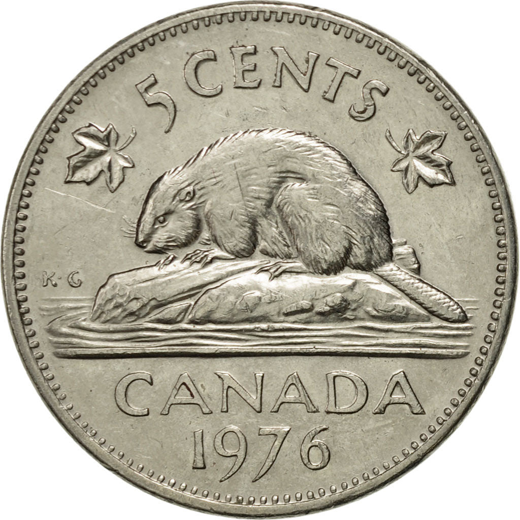 Coin, Canada, Elizabeth II, 5 Cents, 1976, Royal Canadian Mint, Ottawa