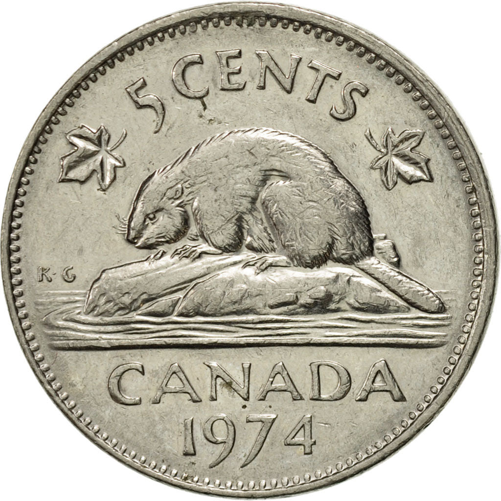 Coin, Canada, Elizabeth II, 5 Cents, 1974, Royal Canadian Mint, Ottawa