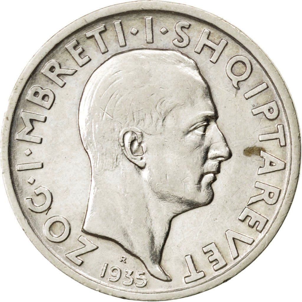 Moneta, Albania, Zog I, Frang Ar, 1935, Rome, SPL-, Argento, KM:16