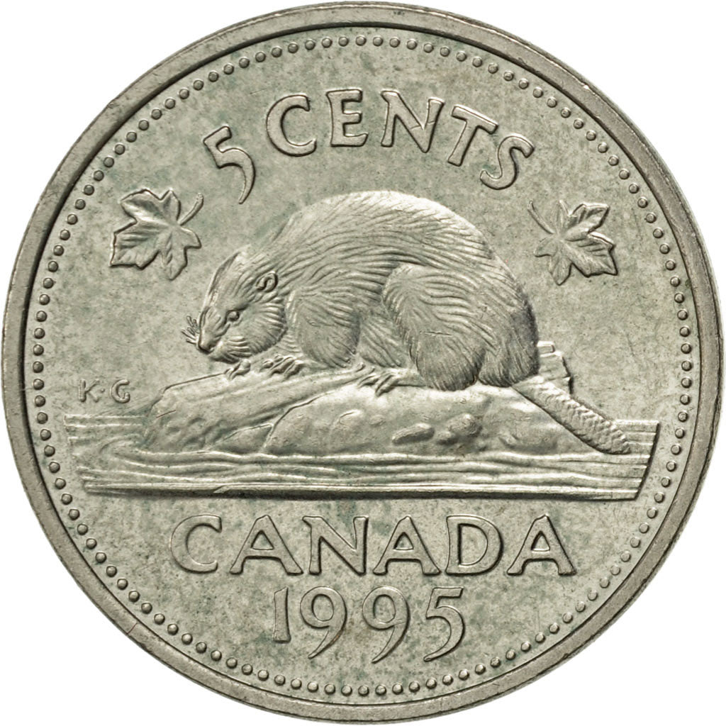 Coin, Canada, Elizabeth II, 5 Cents, 1995, Royal Canadian Mint, Ottawa