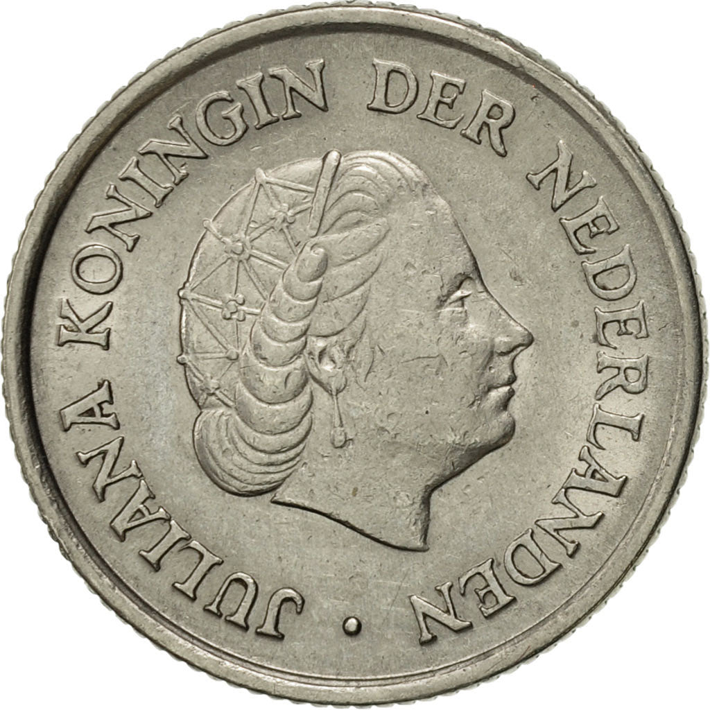 Coin, Netherlands, Juliana, 25 Cents, 1956, AU(55-58), Nickel, KM:183