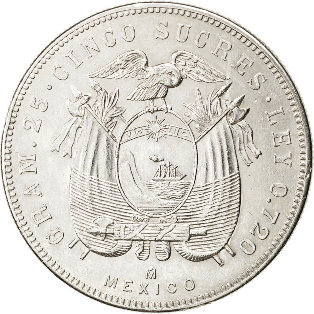 Equateur, République, 5 Sucres 1943 M° (Mexico), KM 79