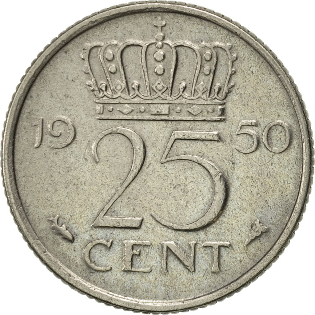 Moneda, Países Bajos, Juliana, 25 Cents, 1950, EBC, Níquel, KM:183
