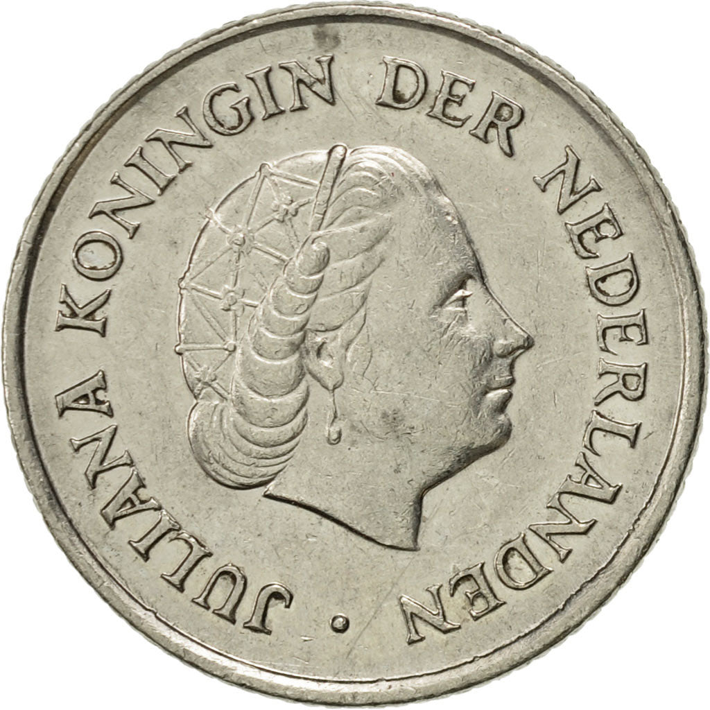 Coin, Netherlands, Juliana, 25 Cents, 1972, AU(55-58), Nickel, KM:183