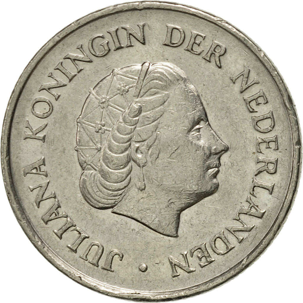 Coin, Netherlands, Juliana, 25 Cents, 1971, AU(55-58), Nickel, KM:183